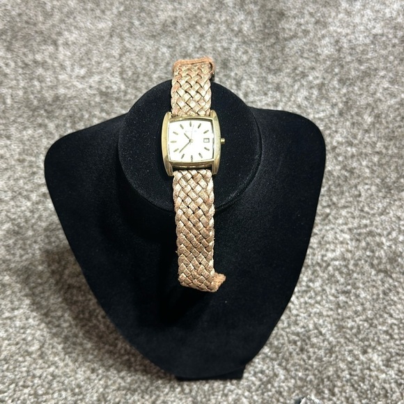 Fossil Accessories - Vintage Fossil watch stainless steel gold color braided band date and time Y2K